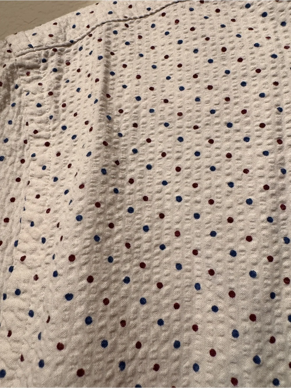 Banana Republic Short-Sleeve Button-Up - White, Navy/Red Dot - L Standard Fit
